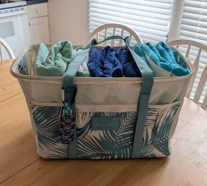 Beach bag with beach badges